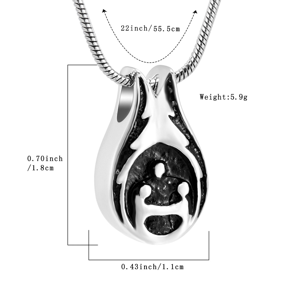 Cremation Necklace Urn Human Shape Pendant Free Engraved Stainless Steel Jewelry