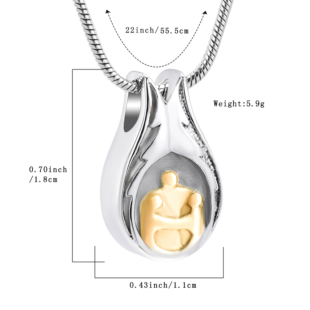 Cremation Necklace Urn Human Shape Pendant Free Engraved Stainless Steel Jewelry