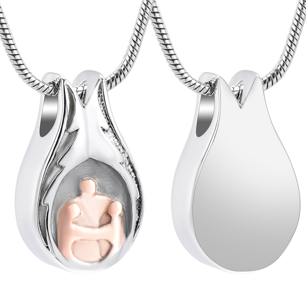 Cremation Necklace Urn Human Shape Pendant Free Engraved Stainless Steel Jewelry