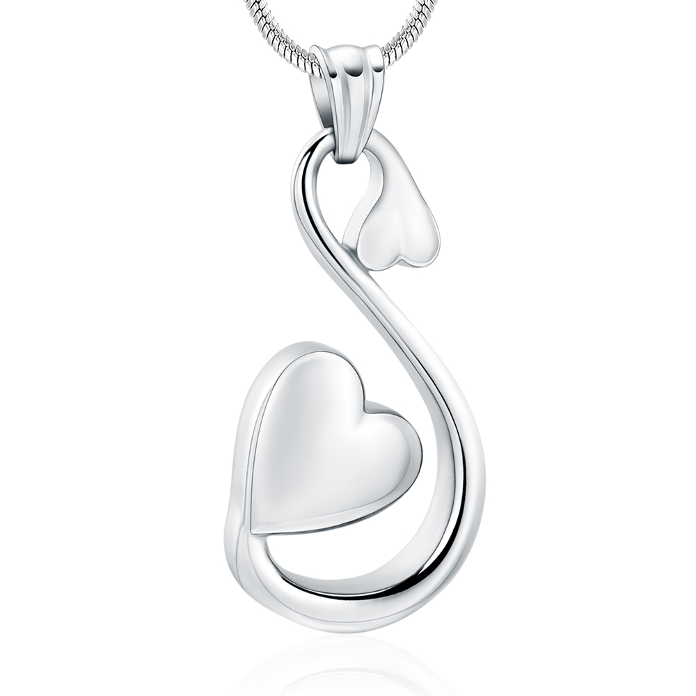 Cremation Urn Necklace Swan Heart Pendant For Pet Ashes Woman's Gift Jewelry