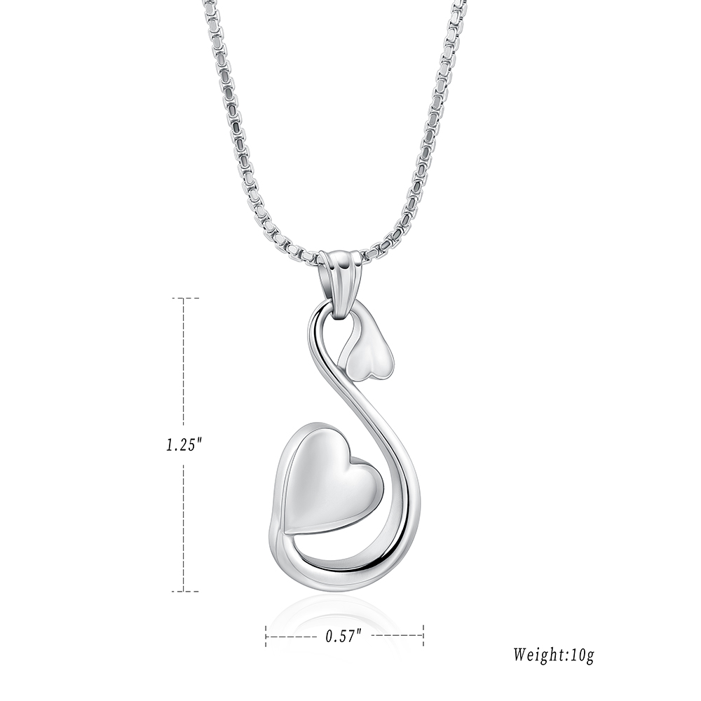 Cremation Urn Necklace Swan Heart Pendant For Pet Ashes Woman's Gift Jewelry