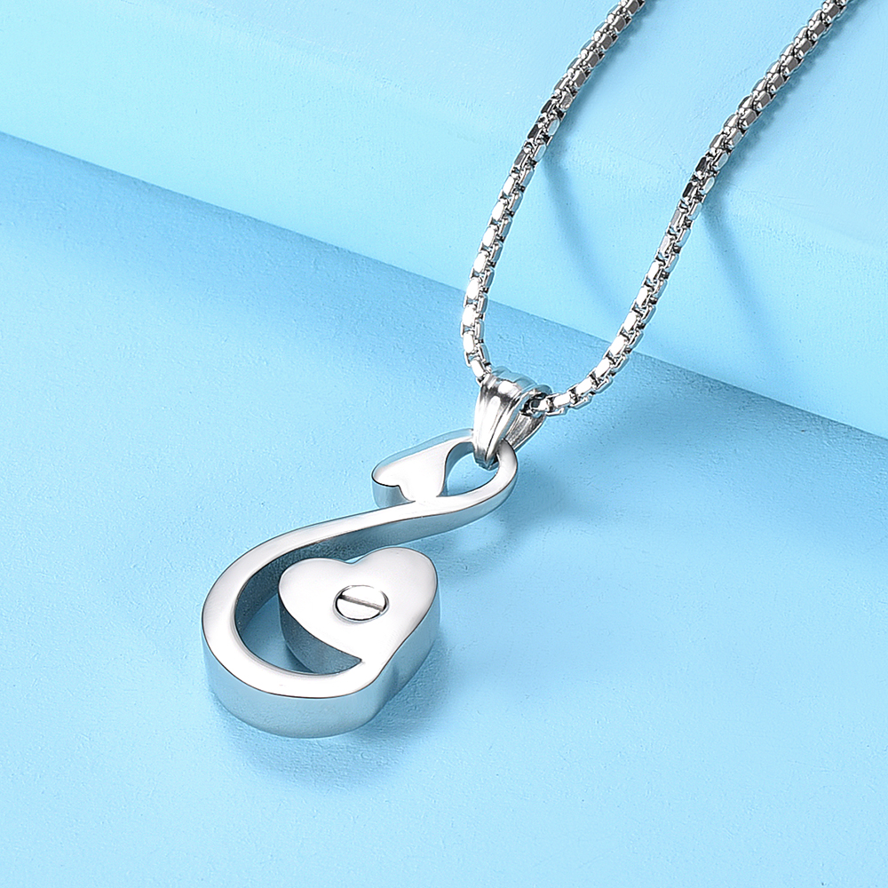 Cremation Urn Necklace Swan Heart Pendant For Pet Ashes Woman's Gift Jewelry