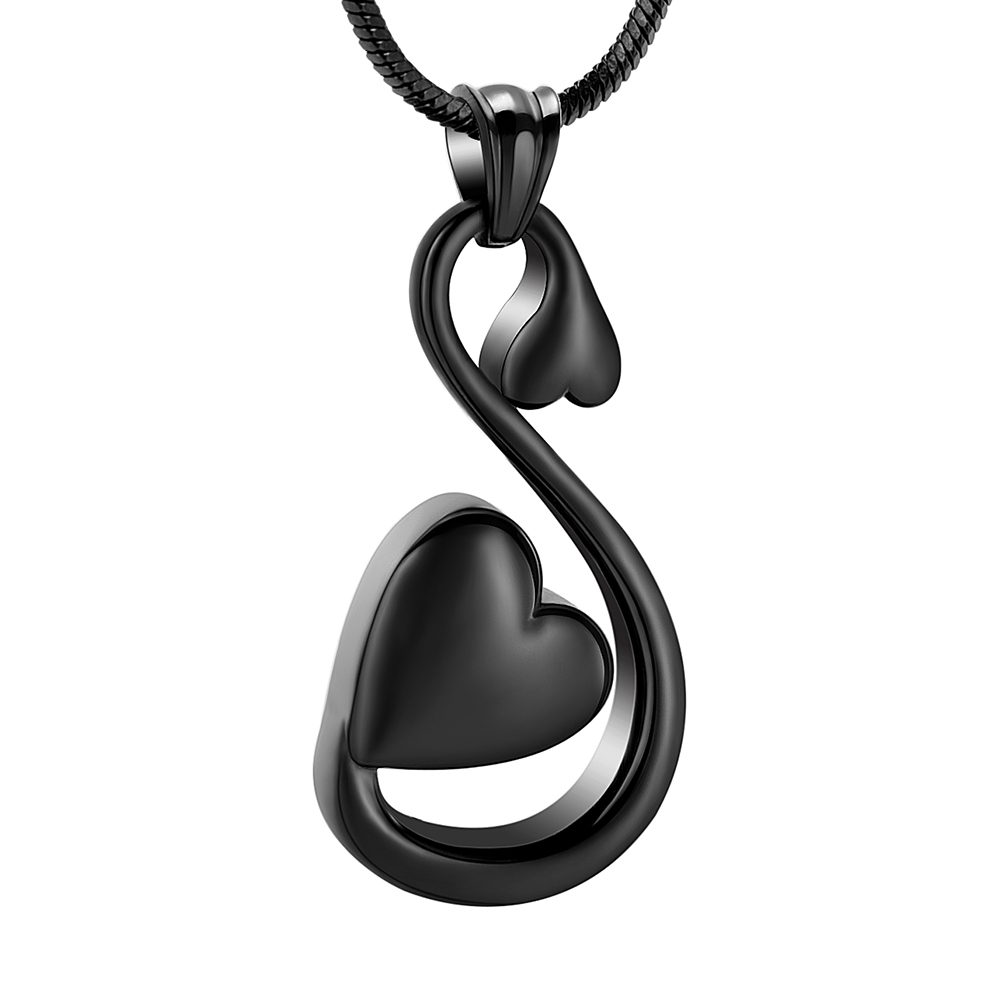 Cremation Urn Necklace Swan Heart Pendant For Pet Ashes Woman's Gift Jewelry