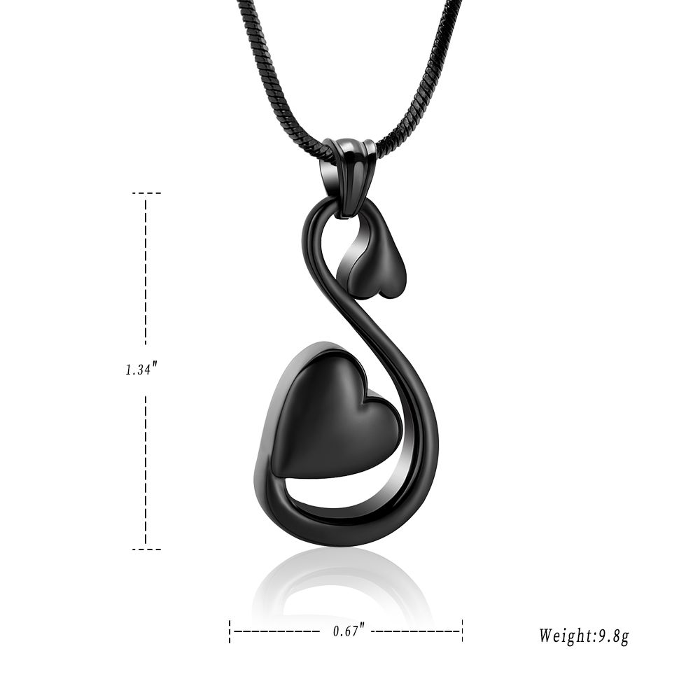 Cremation Urn Necklace Swan Heart Pendant For Pet Ashes Woman's Gift Jewelry