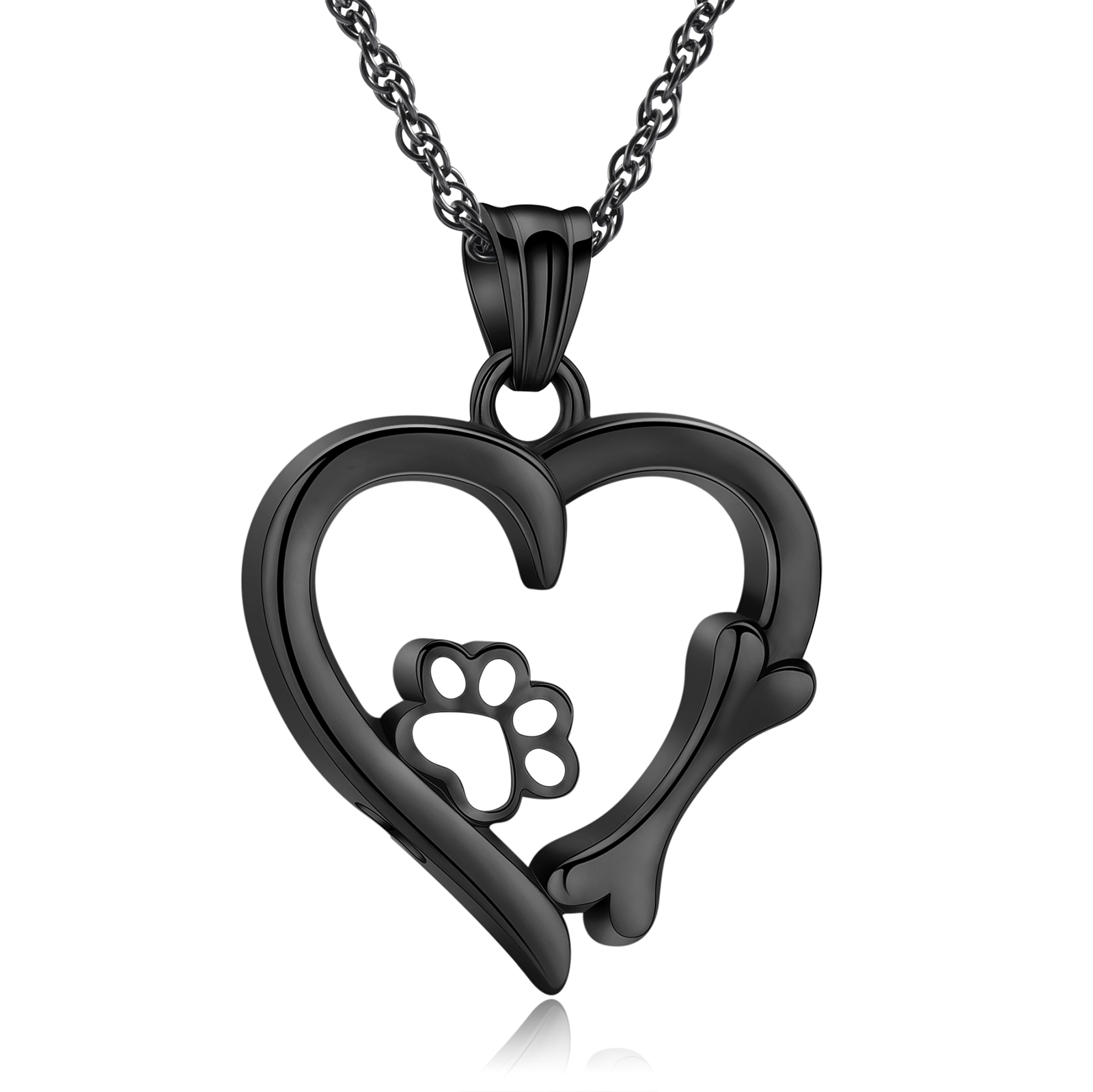 Cremation Heart Urn Necklace With Paw Print Pendant Pet Ashes Lover's Gift