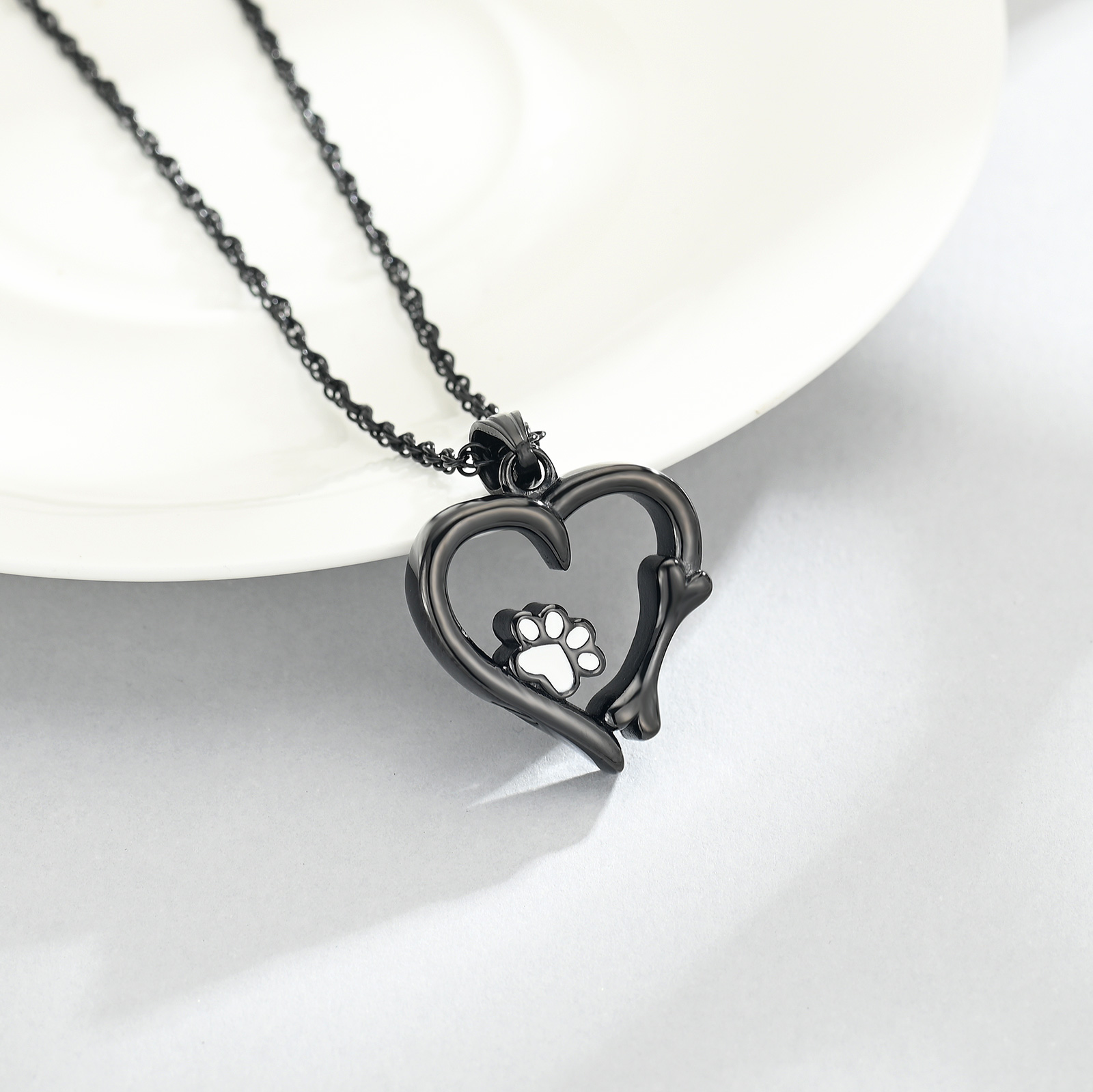 Cremation Heart Urn Necklace With Paw Print Pendant Pet Ashes Lover's Gift