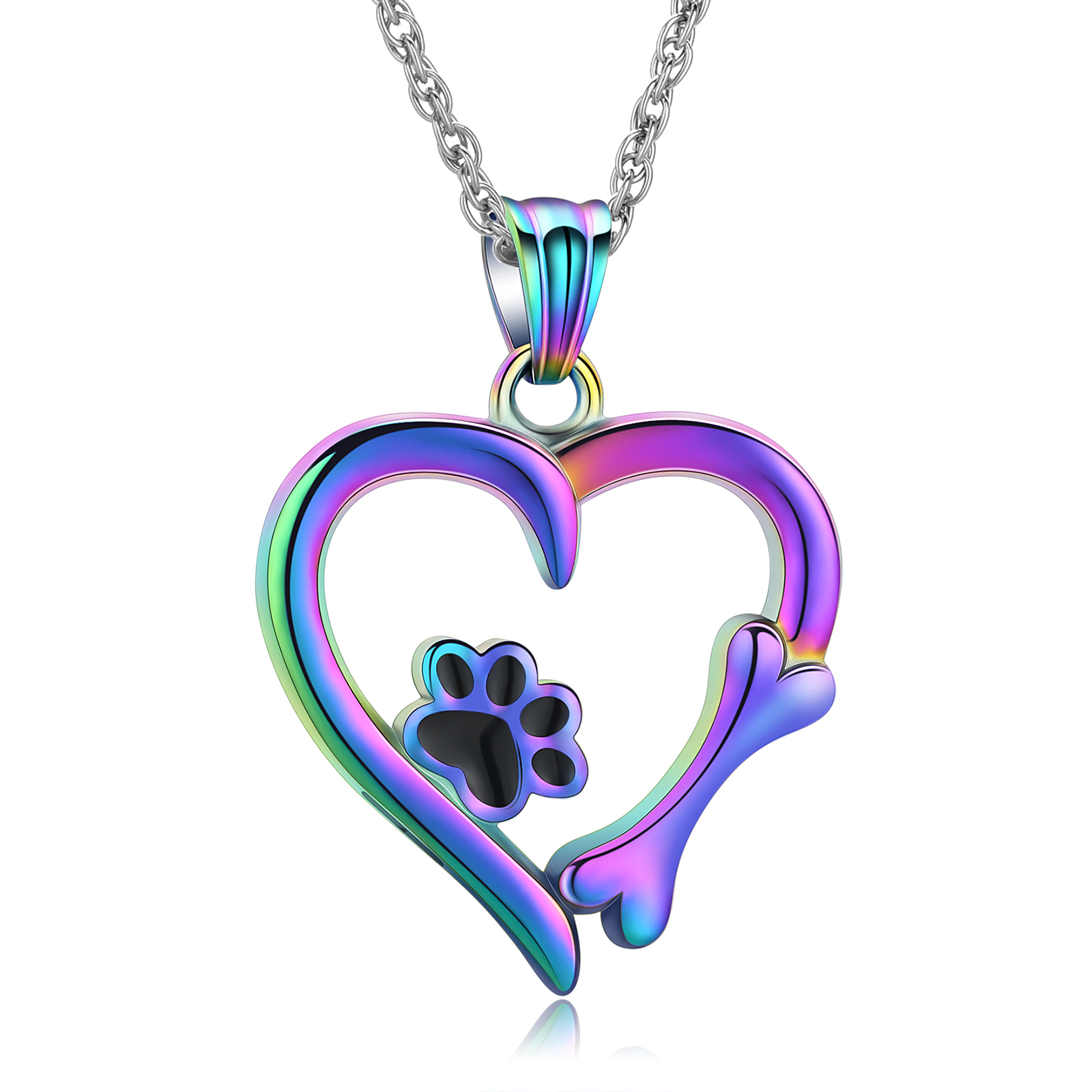 Cremation Heart Urn Necklace With Paw Print Pendant Pet Ashes Lover's Gift