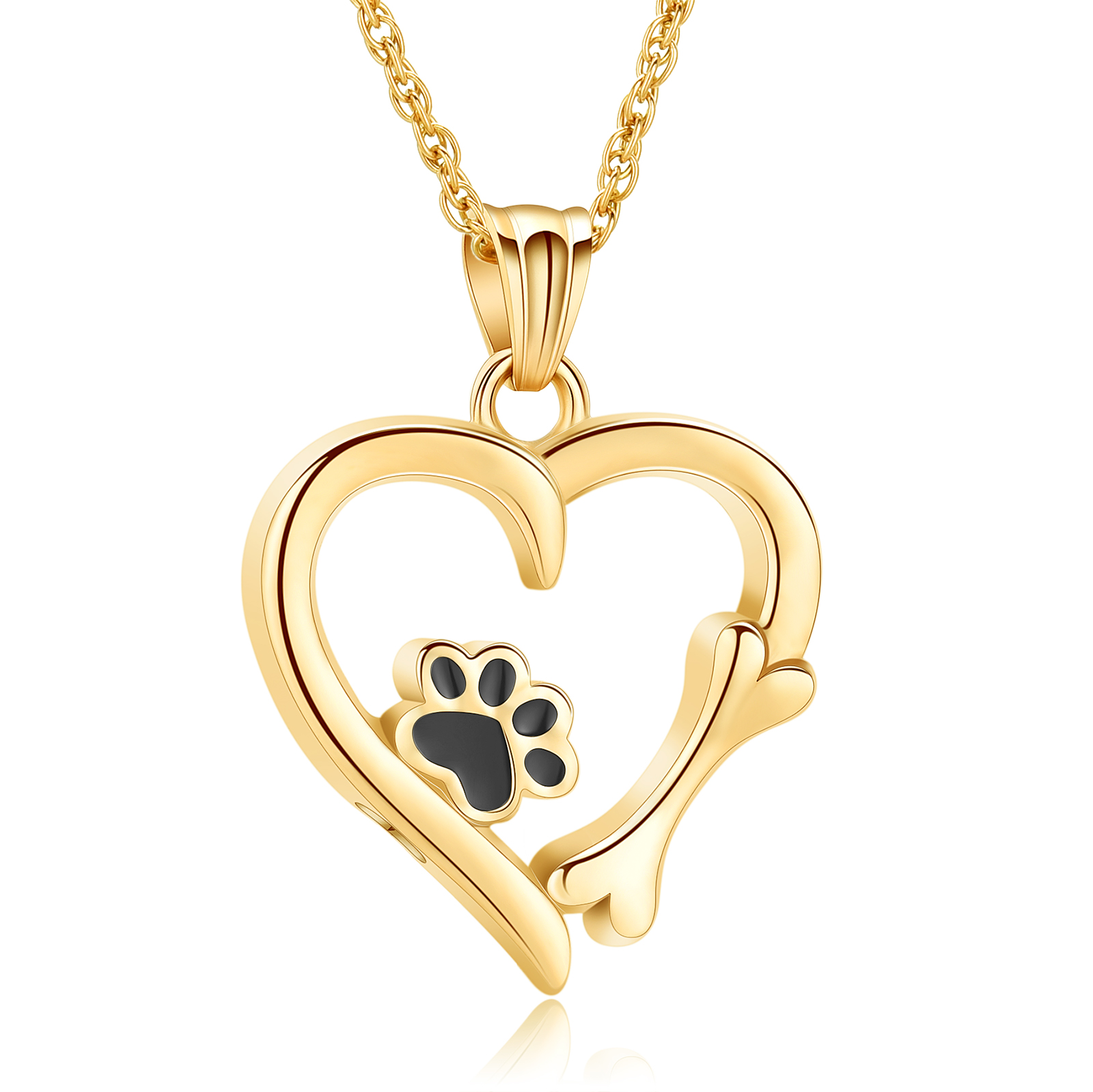 Cremation Heart Urn Necklace With Paw Print Pendant Pet Ashes Lover's Gift