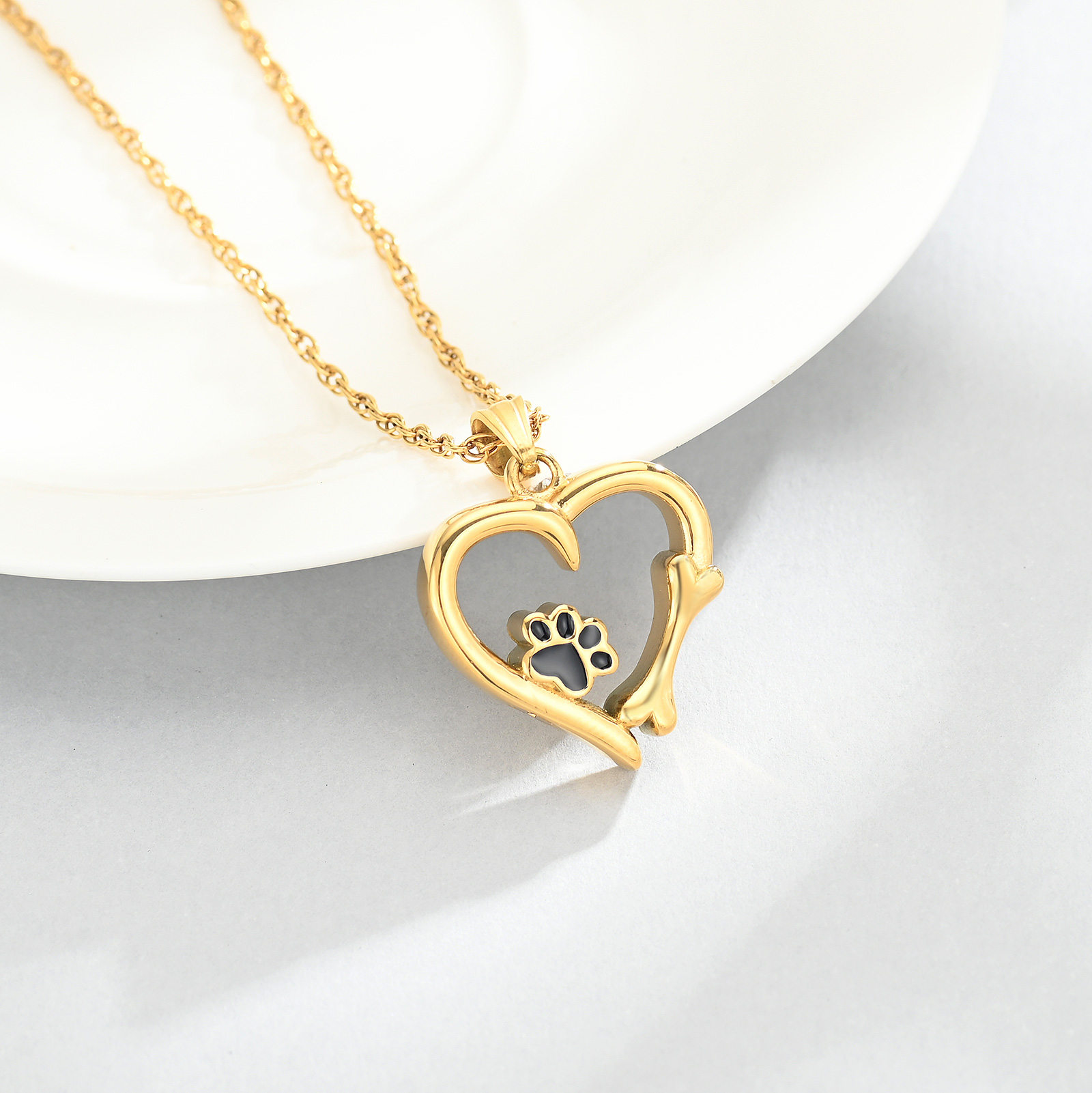 Cremation Heart Urn Necklace With Paw Print Pendant Pet Ashes Lover's Gift