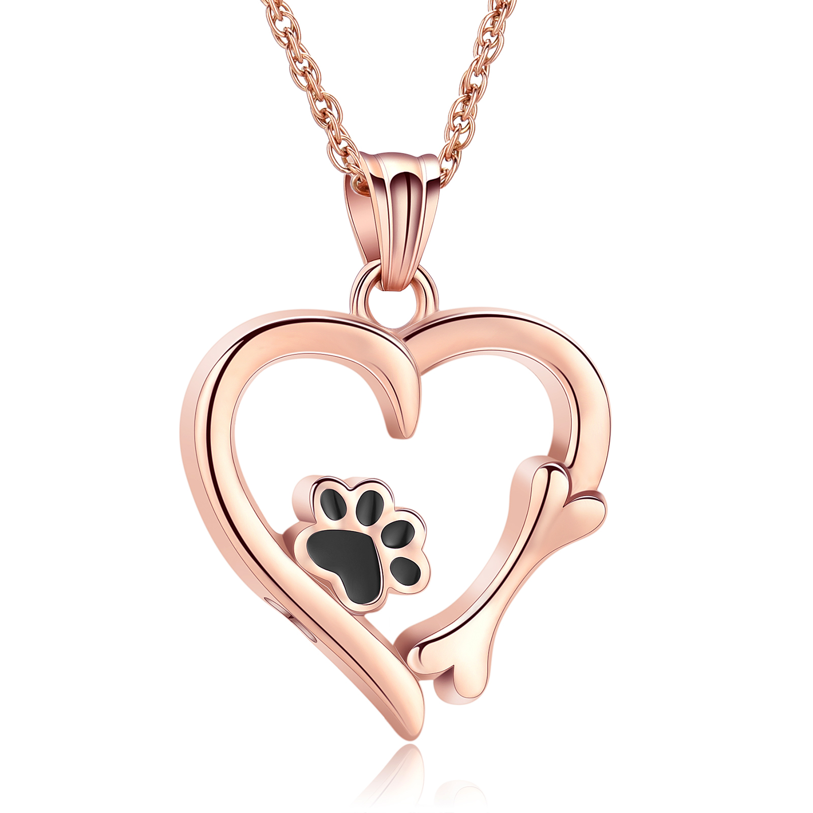 Cremation Heart Urn Necklace With Paw Print Pendant Pet Ashes Lover's Gift