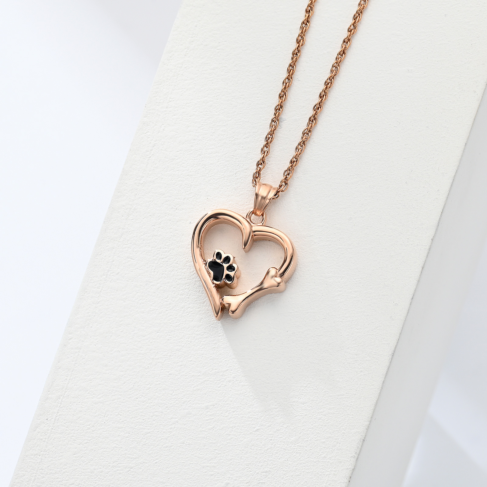 Cremation Heart Urn Necklace With Paw Print Pendant Pet Ashes Lover's Gift