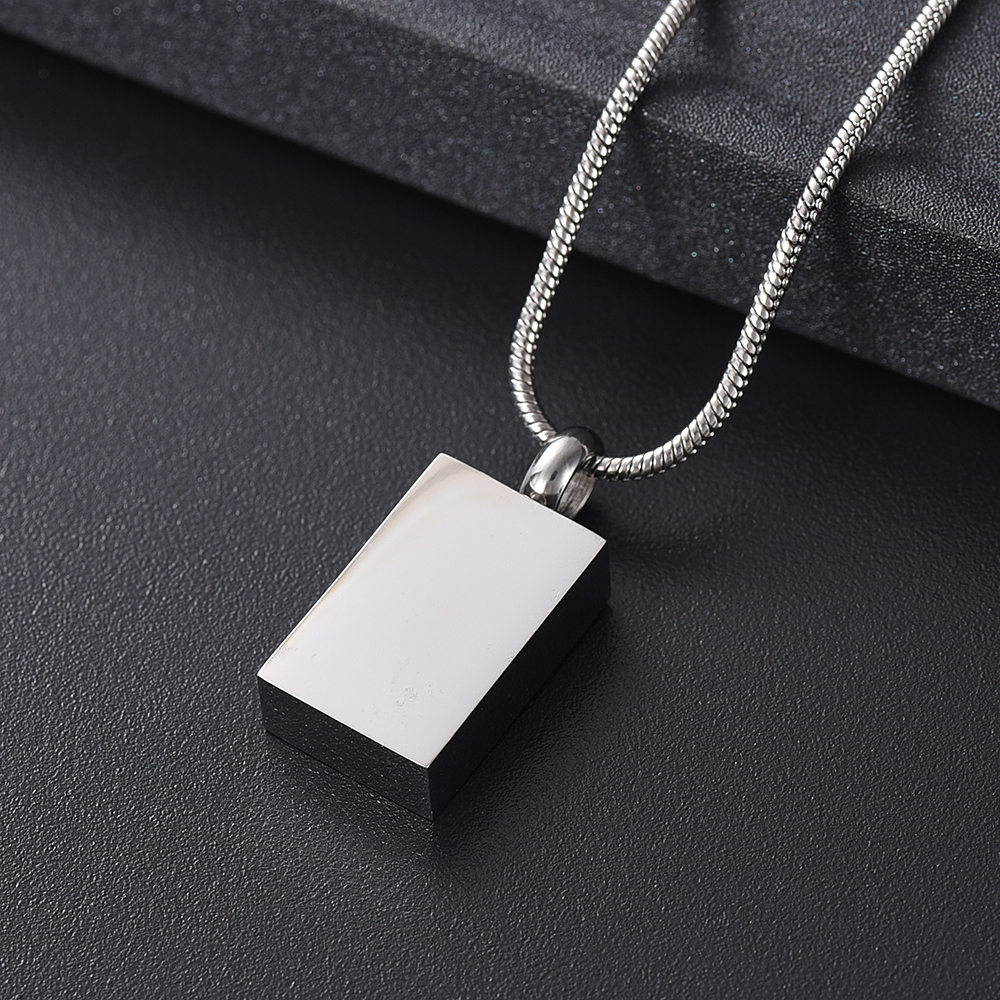 Customized Urn Square Pendant Necklace With Crystal Pet Ashes Holder Jewelry