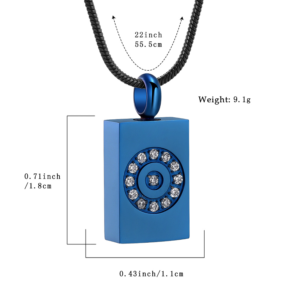 Customized Urn Square Pendant Necklace With Crystal Pet Ashes Holder Jewelry