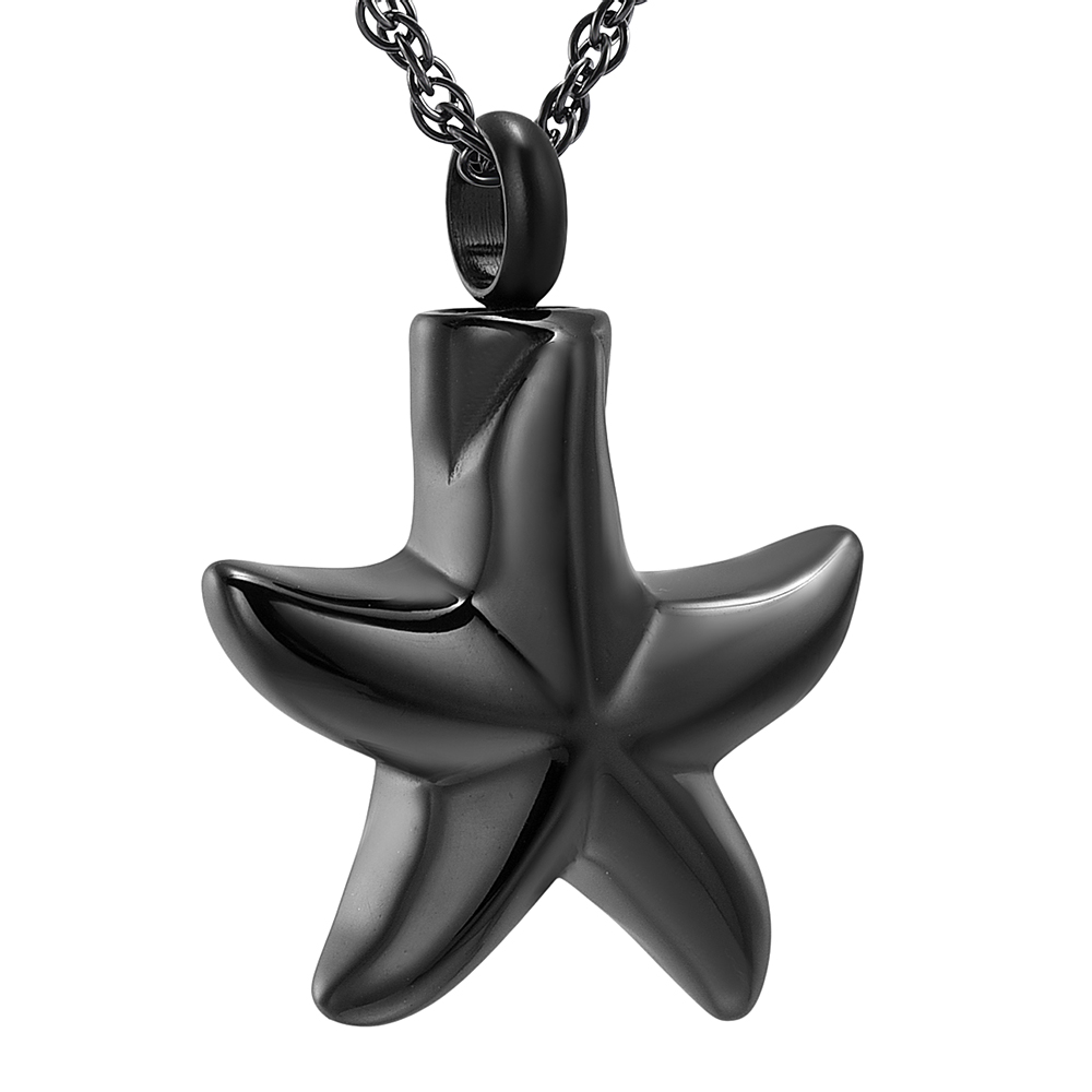 Urn Pendant Necklace Star Shape Openable Pet Ashes Holder Men's Memorial Jewelry