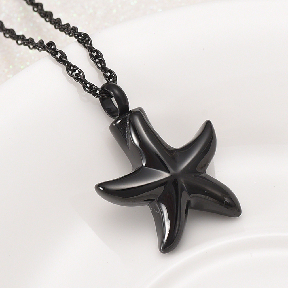 Urn Pendant Necklace Star Shape Openable Pet Ashes Holder Men's Memorial Jewelry