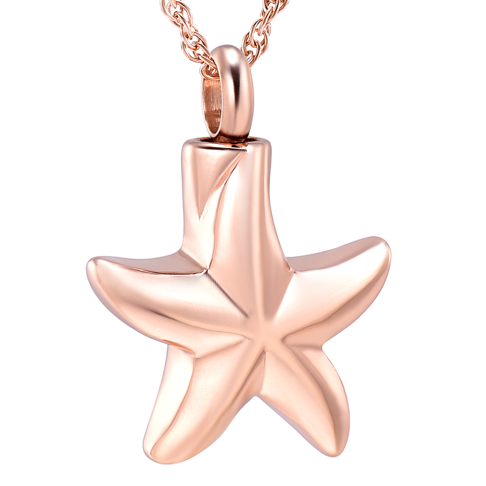 Urn Pendant Necklace Star Shape Openable Pet Ashes Holder Men's Memorial Jewelry