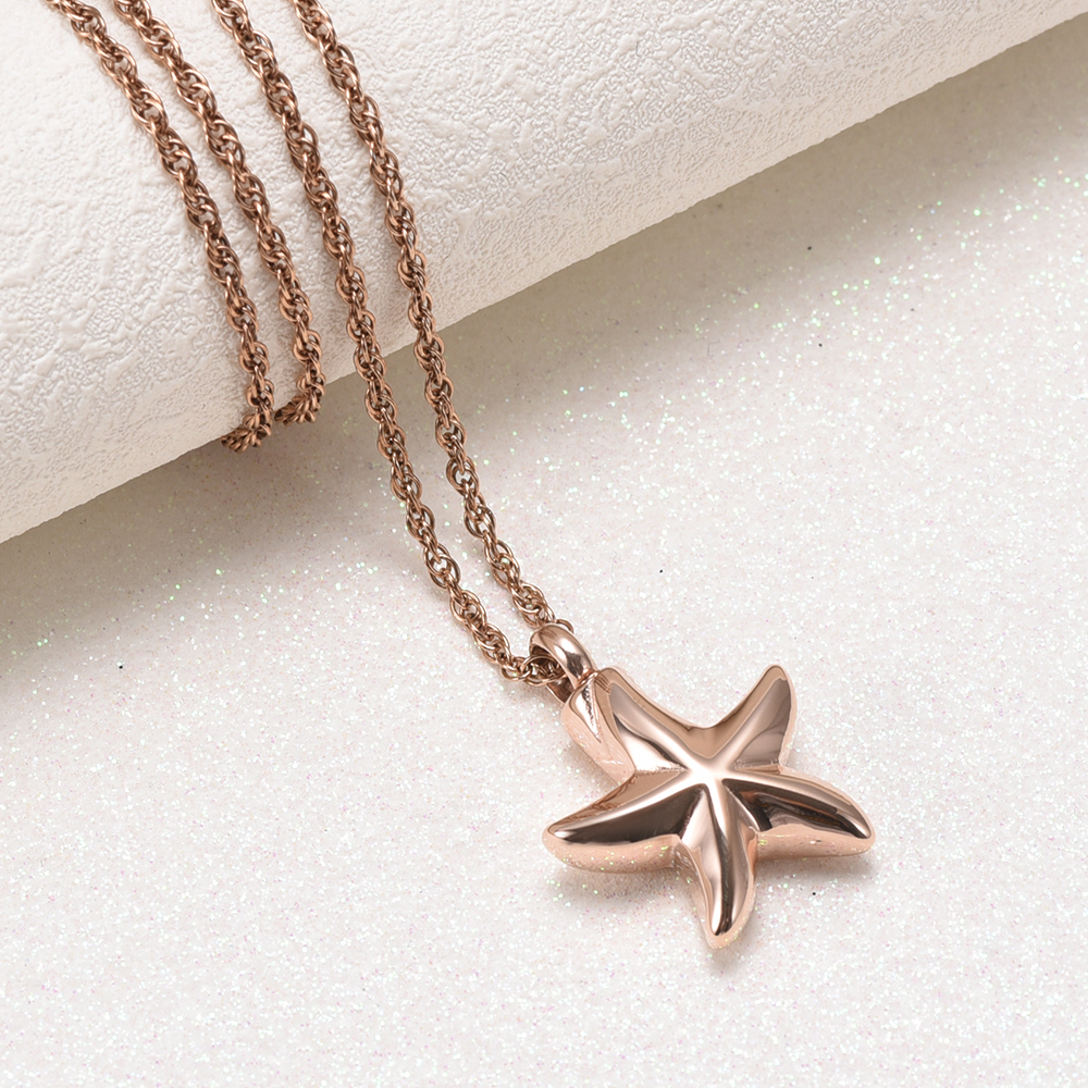 Urn Pendant Necklace Star Shape Openable Pet Ashes Holder Men's Memorial Jewelry