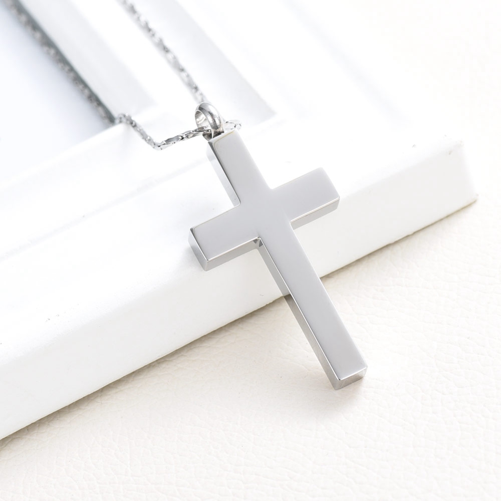 Crystal Cremation Cross Necklace for Ashes Stainless Steel Cross Urn Pendant New