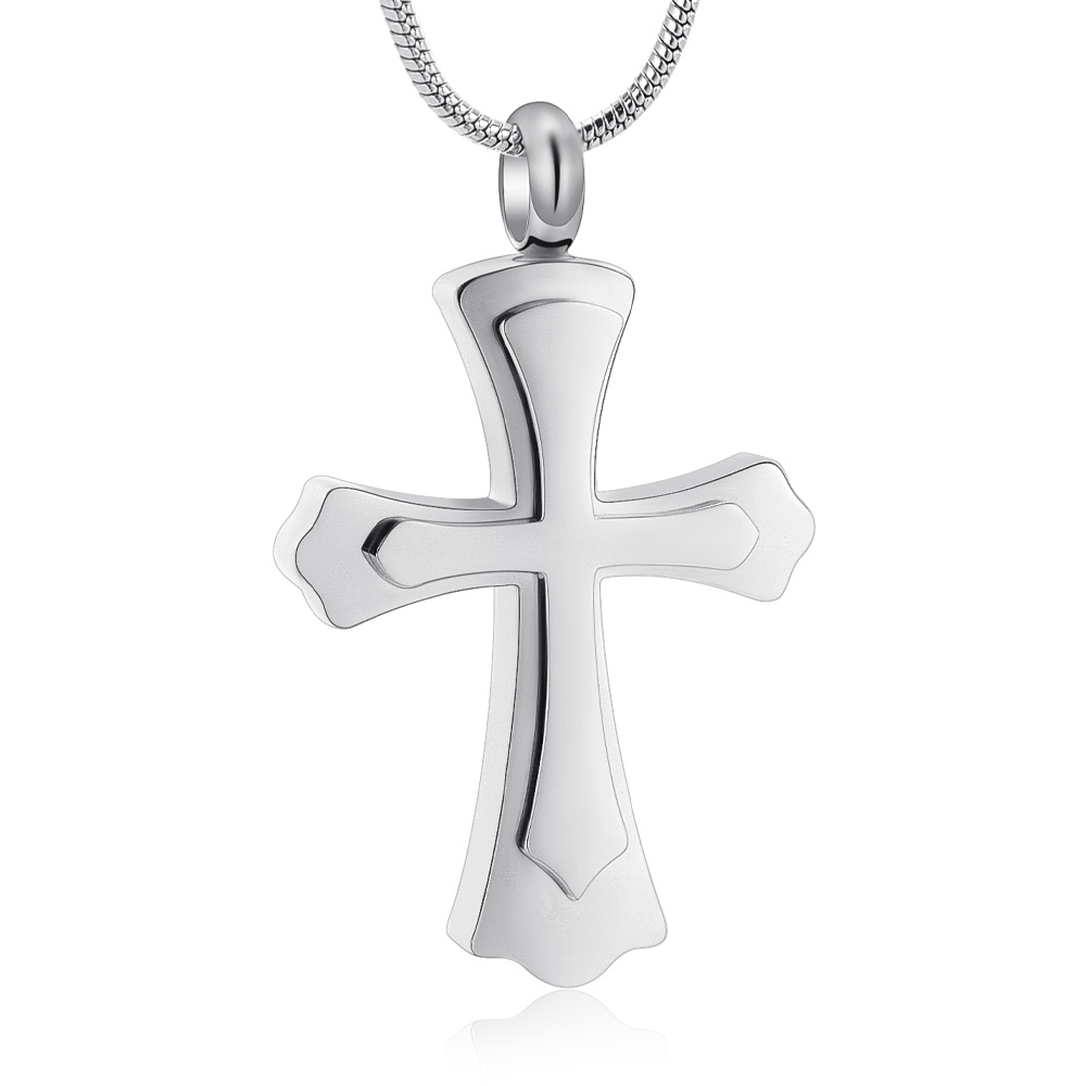 Cross Necklace for Ashes -Stainless Steel Keepsake Religious Cross Cremation Urn