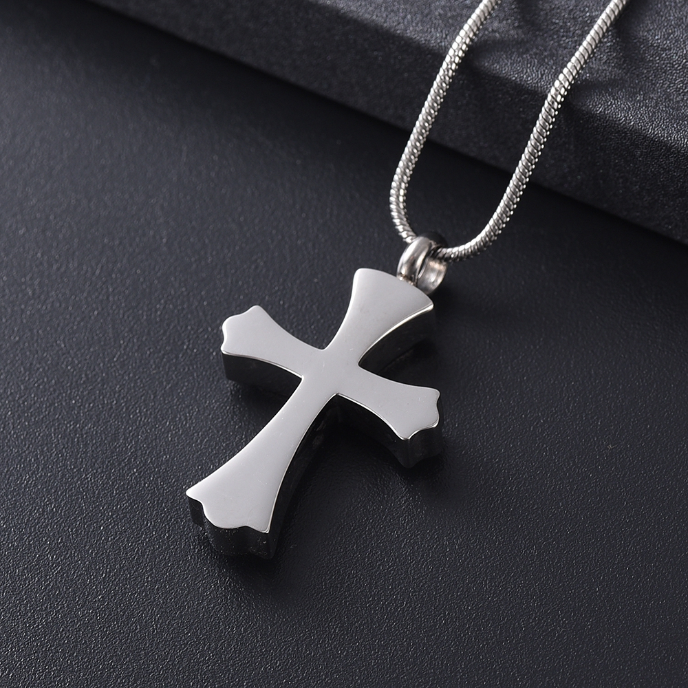 Cross Necklace for Ashes -Stainless Steel Keepsake Religious Cross Cremation Urn