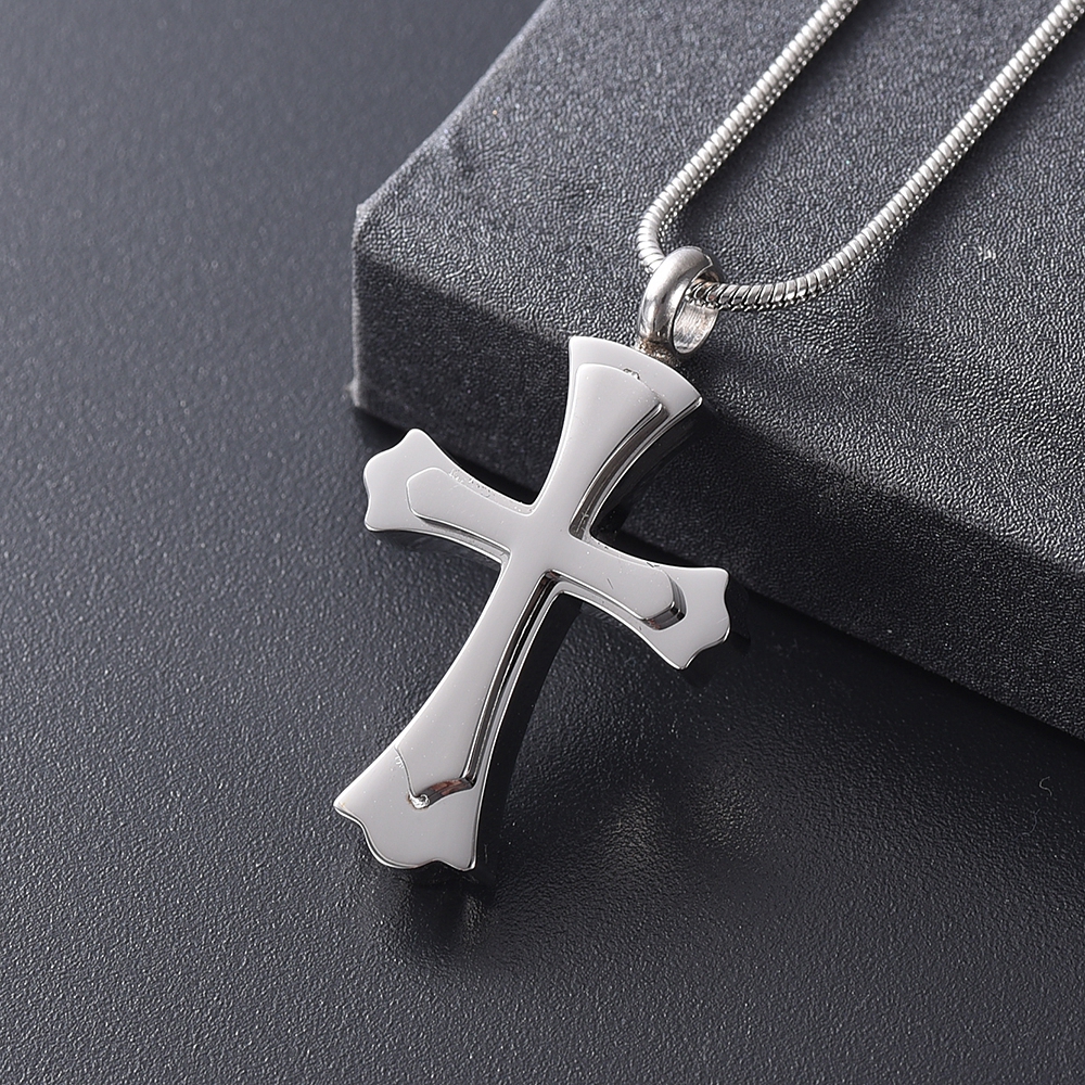 Cross Necklace for Ashes -Stainless Steel Keepsake Religious Cross Cremation Urn