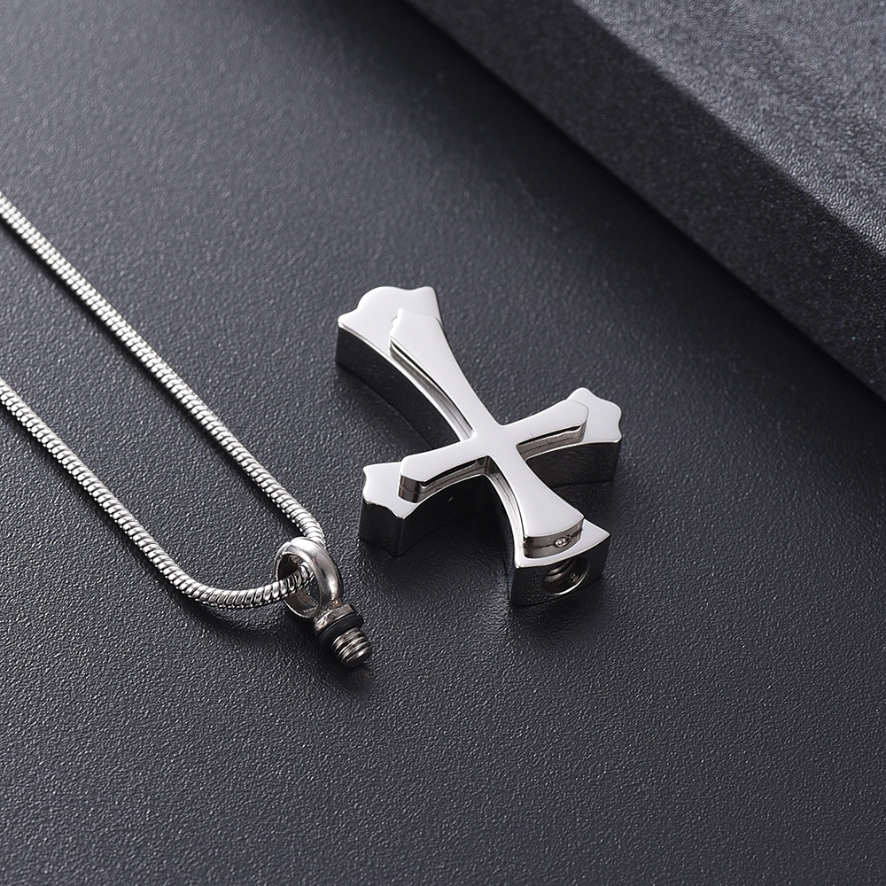 Cross Necklace for Ashes -Stainless Steel Keepsake Religious Cross Cremation Urn