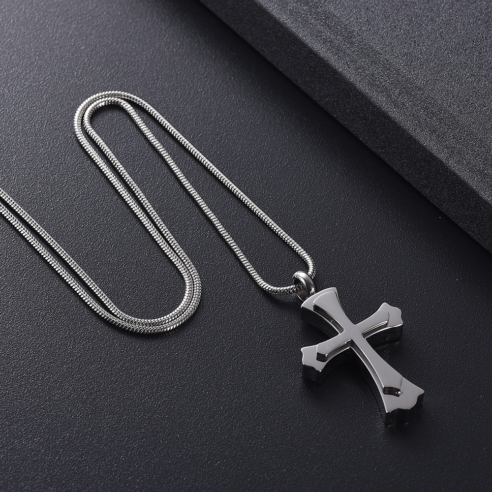 Cross Necklace for Ashes -Stainless Steel Keepsake Religious Cross Cremation Urn