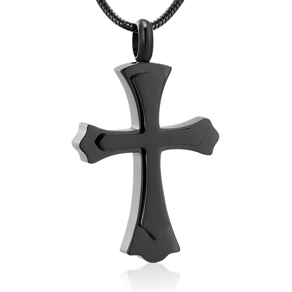 Cross Necklace for Ashes -Stainless Steel Keepsake Religious Cross Cremation Urn