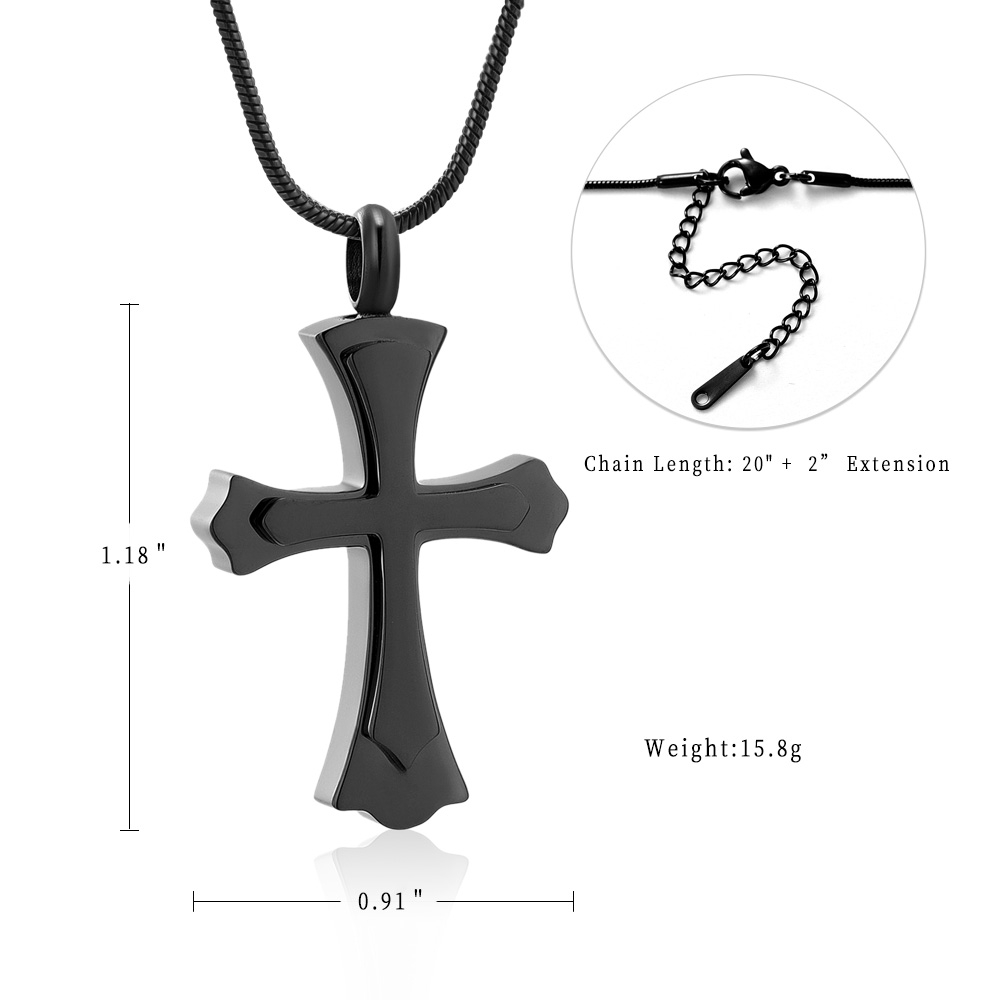 Cross Necklace for Ashes -Stainless Steel Keepsake Religious Cross Cremation Urn