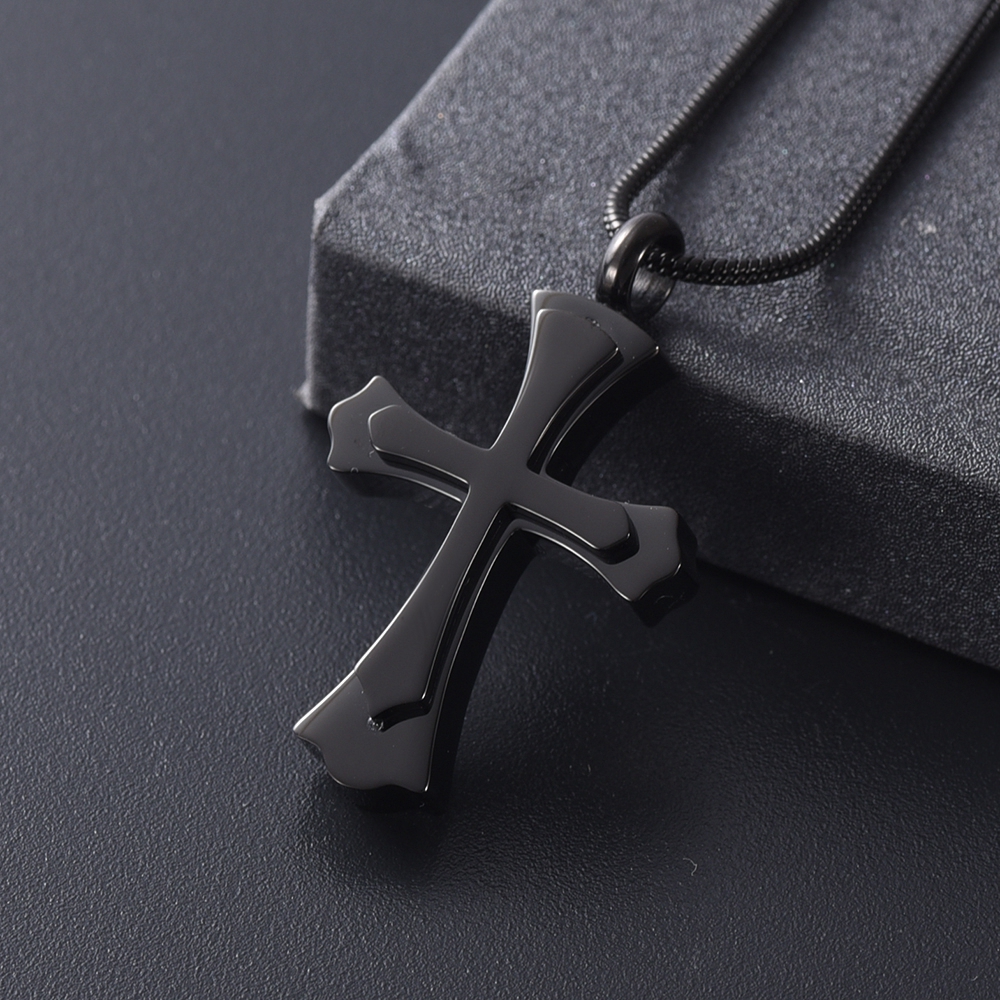 Cross Necklace for Ashes -Stainless Steel Keepsake Religious Cross Cremation Urn