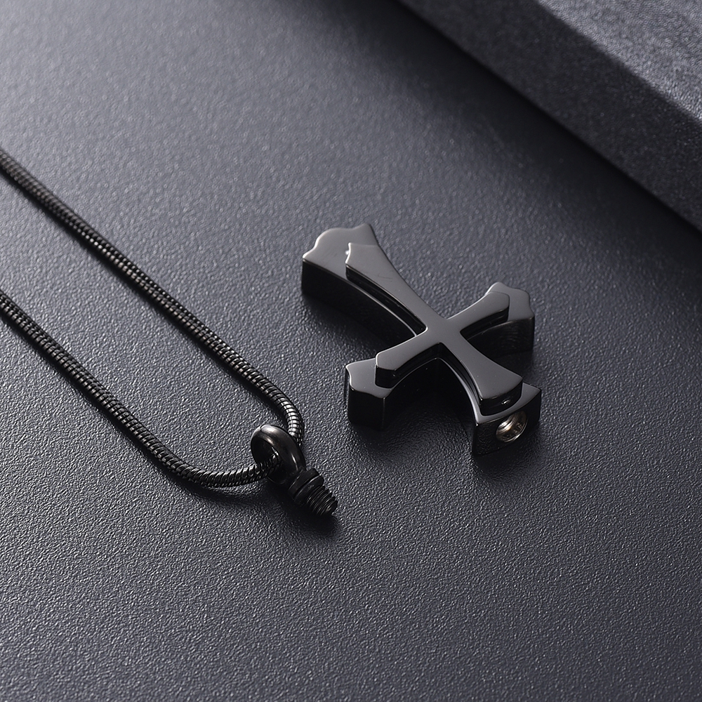 Cross Necklace for Ashes -Stainless Steel Keepsake Religious Cross Cremation Urn