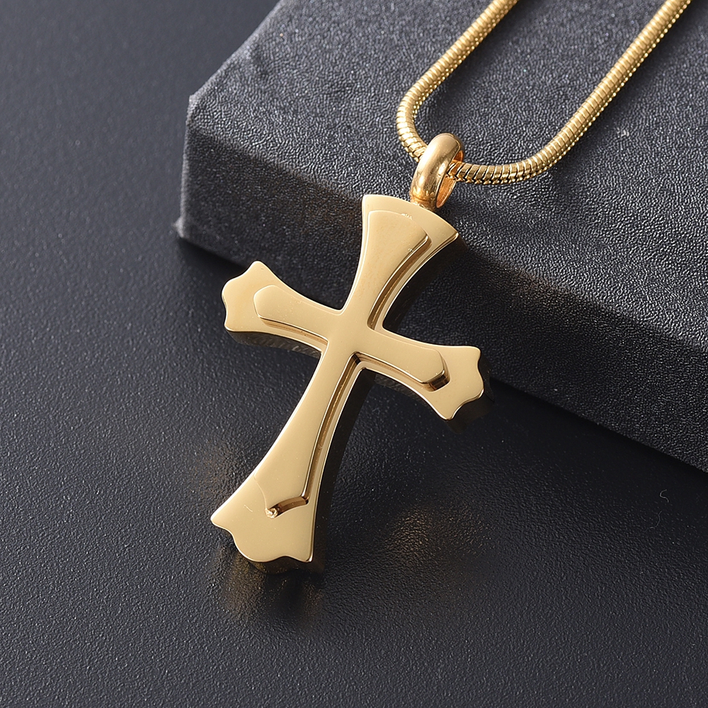 Cross Necklace for Ashes -Stainless Steel Keepsake Religious Cross Cremation Urn