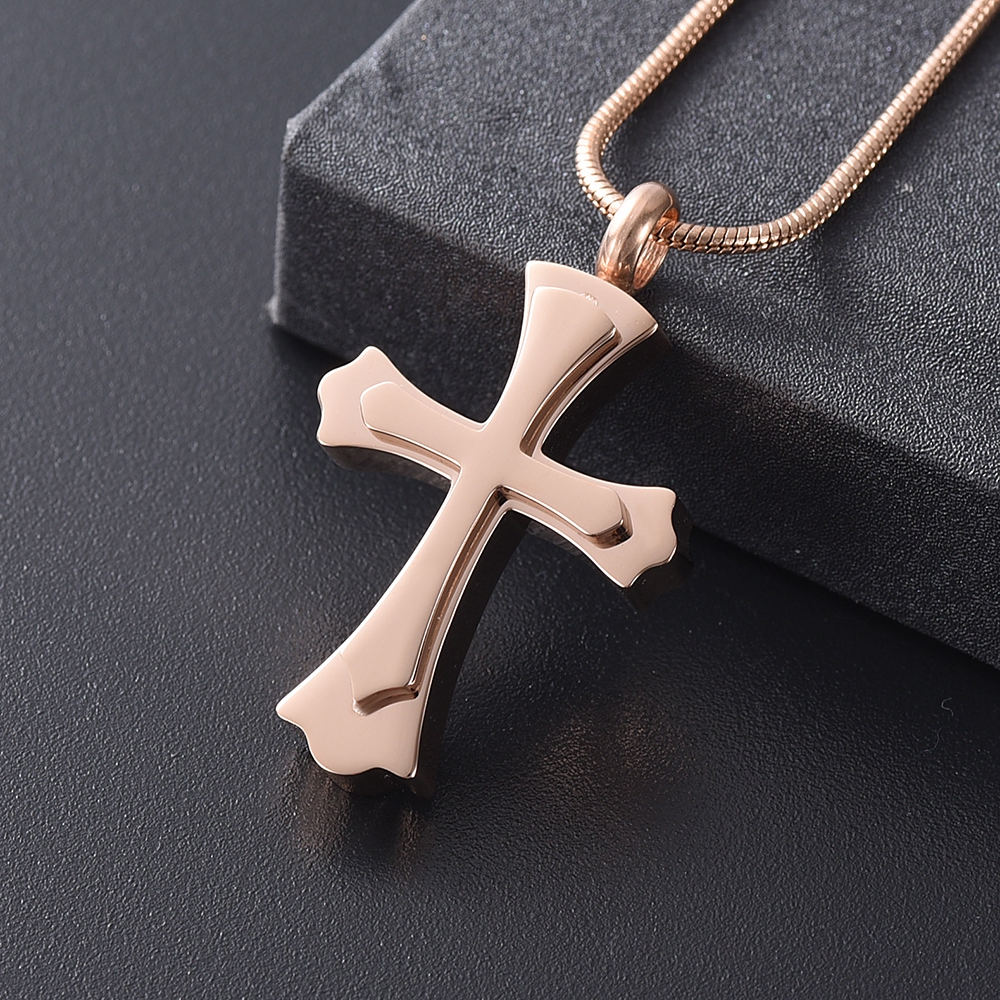 Cross Necklace for Ashes -Stainless Steel Keepsake Religious Cross Cremation Urn