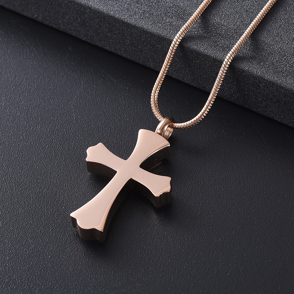 Cross Necklace for Ashes -Stainless Steel Keepsake Religious Cross Cremation Urn