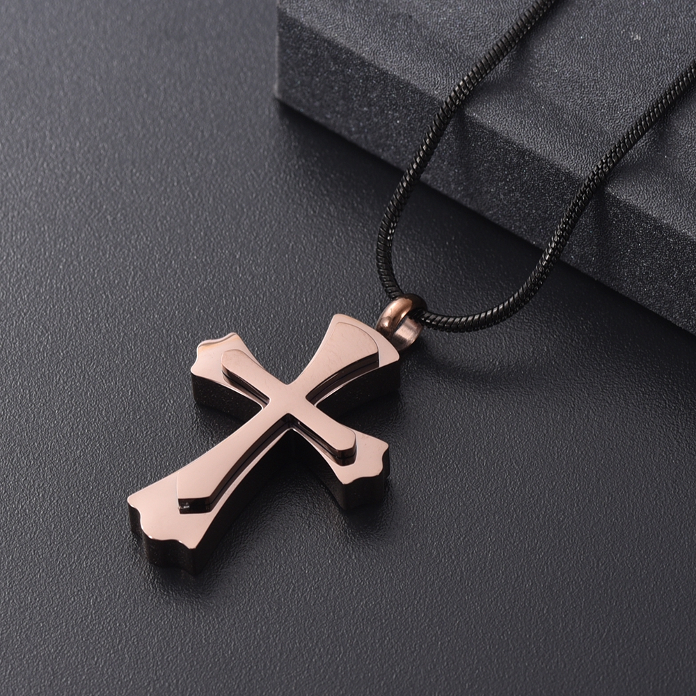 Cross Necklace for Ashes -Stainless Steel Keepsake Religious Cross Cremation Urn