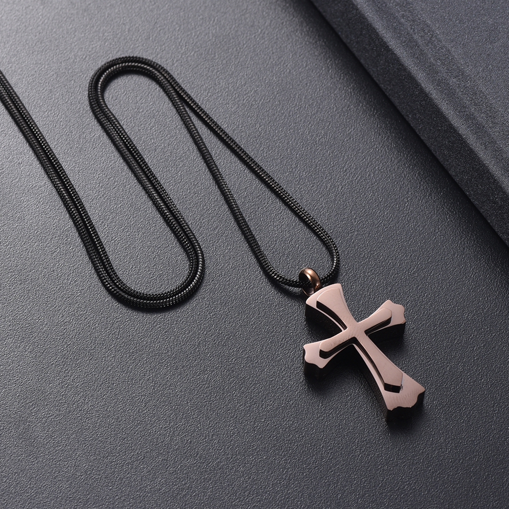 Cross Necklace for Ashes -Stainless Steel Keepsake Religious Cross Cremation Urn