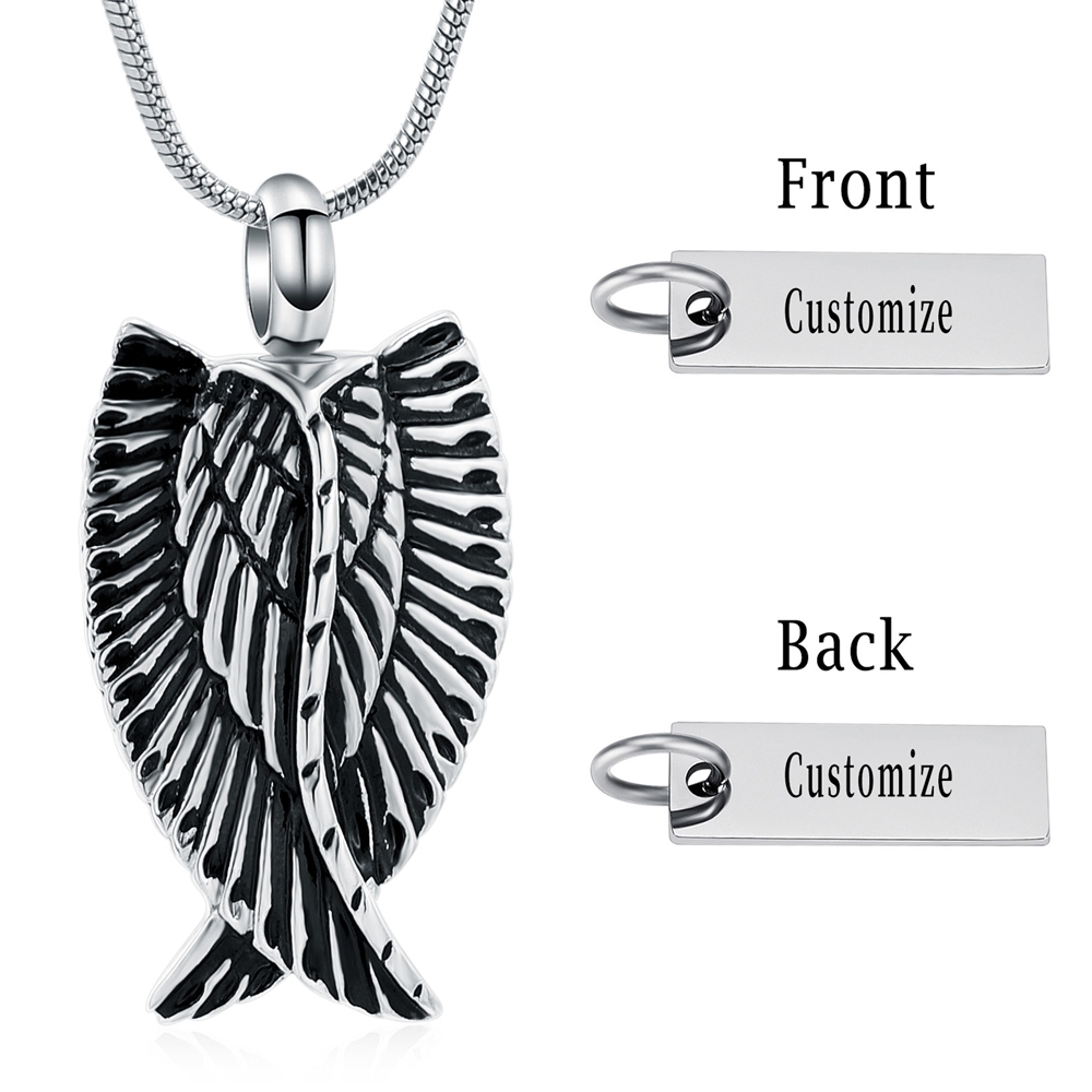 Wings Urn Necklace Pendant For Ashes Keepsake Women Men Cremation Jewelry