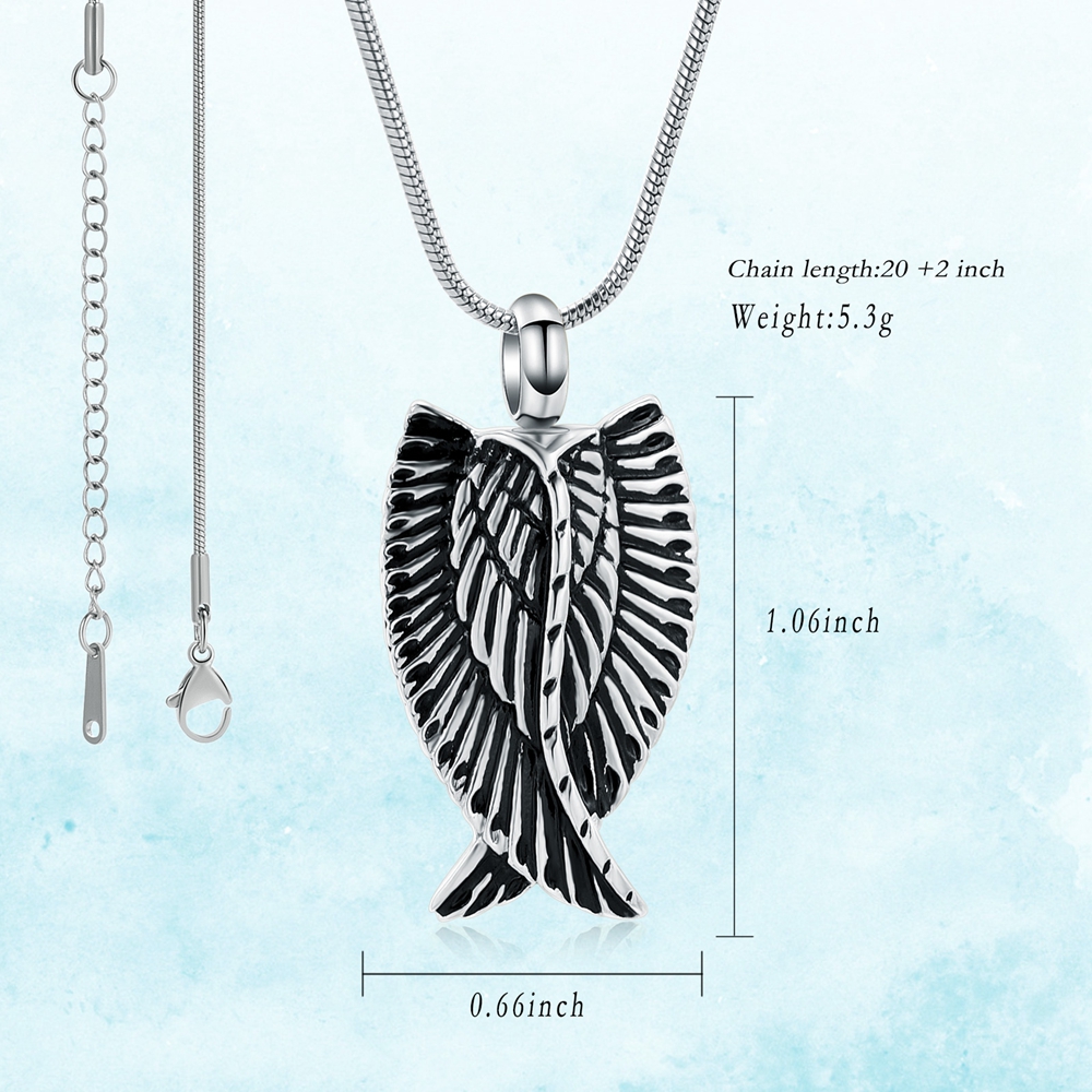 Wings Urn Necklace Pendant For Ashes Keepsake Women Men Cremation Jewelry