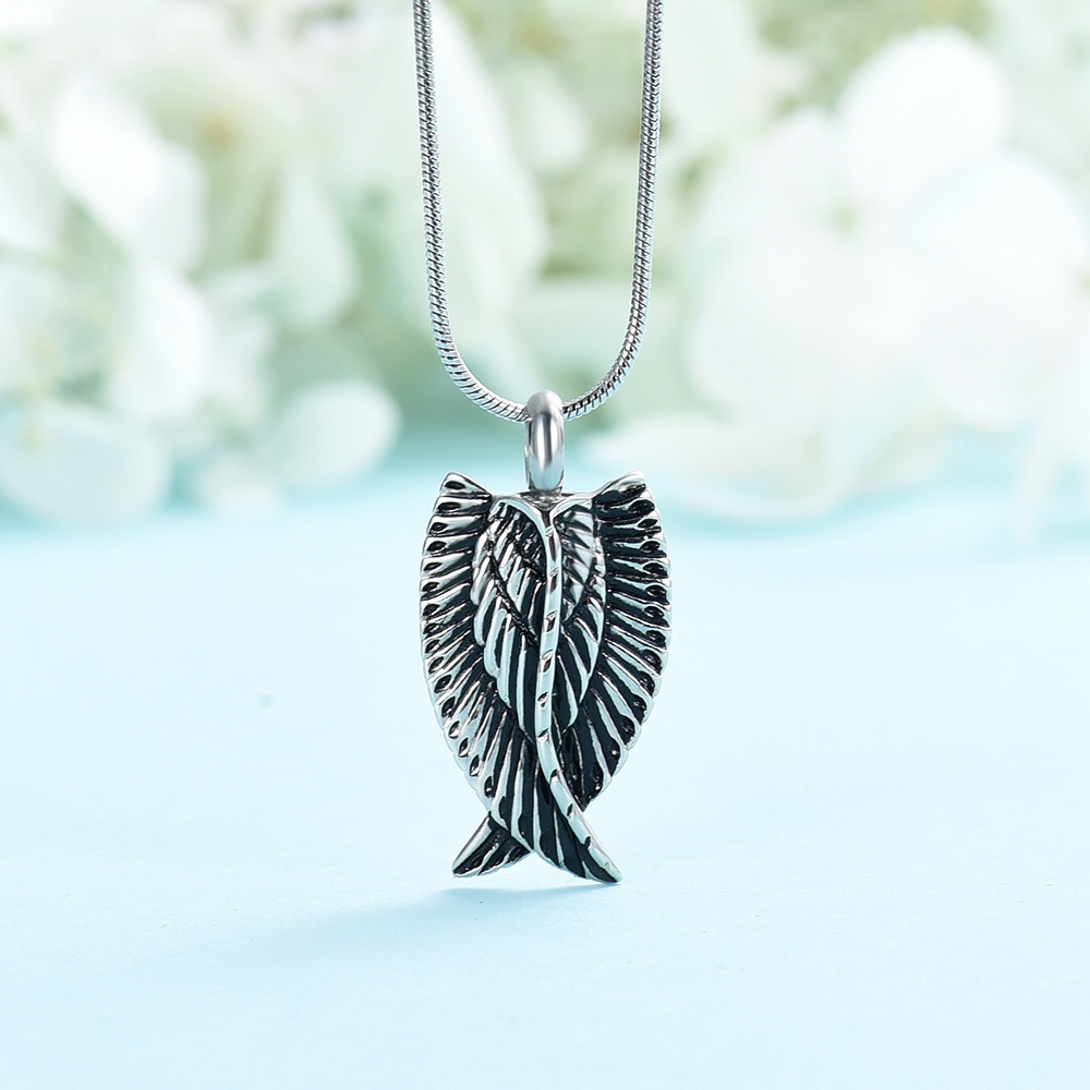 Wings Urn Necklace Pendant For Ashes Keepsake Women Men Cremation Jewelry