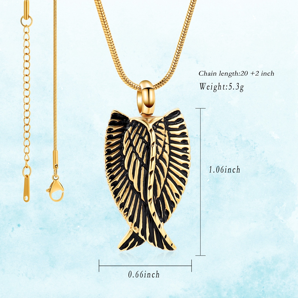 Wings Urn Necklace Pendant For Ashes Keepsake Women Men Cremation Jewelry