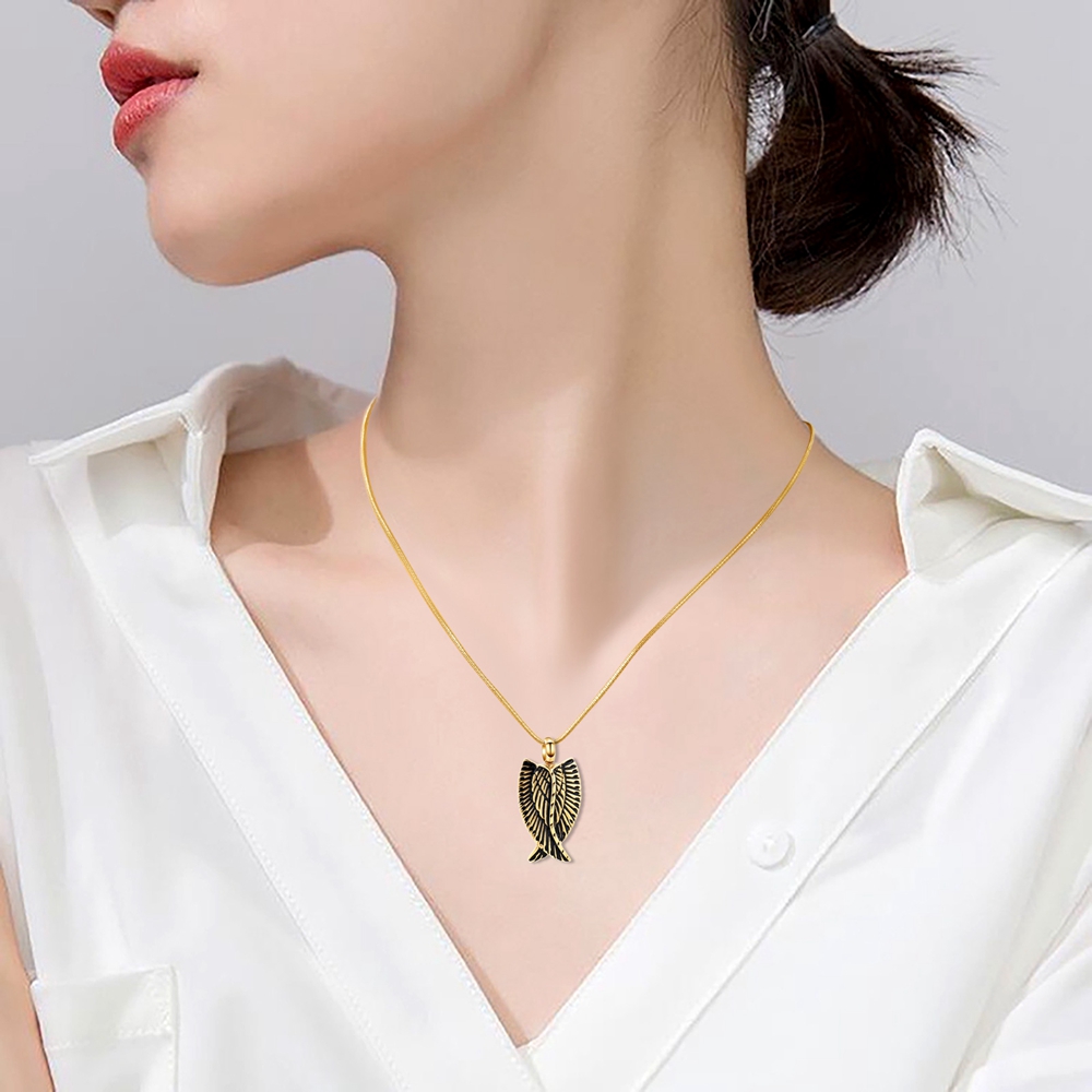 Wings Urn Necklace Pendant For Ashes Keepsake Women Men Cremation Jewelry