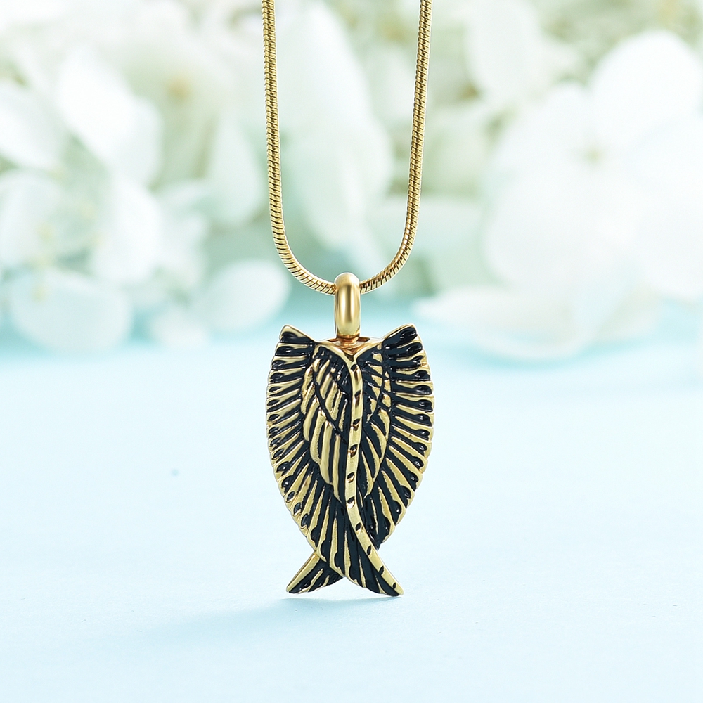 Wings Urn Necklace Pendant For Ashes Keepsake Women Men Cremation Jewelry