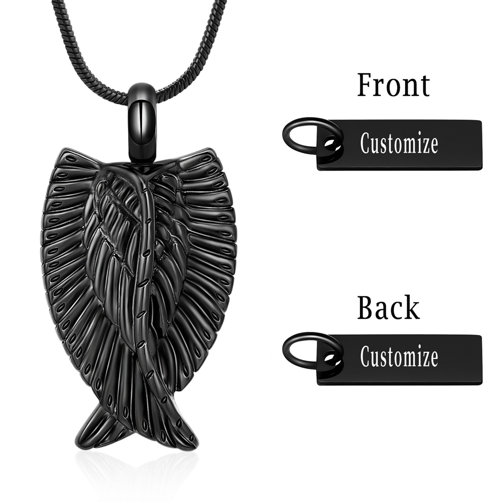 Wings Urn Necklace Pendant For Ashes Keepsake Women Men Cremation Jewelry