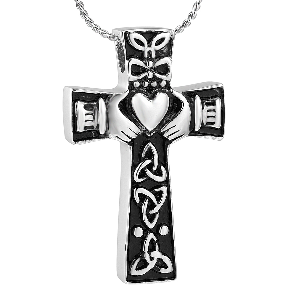 Customized Pendant Necklace Cross Shape Urn For Ashes Memorial Cremation Jewelry