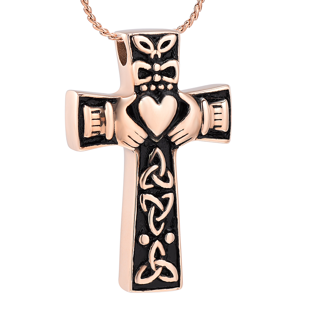 Customized Pendant Necklace Cross Shape Urn For Ashes Memorial Cremation Jewelry