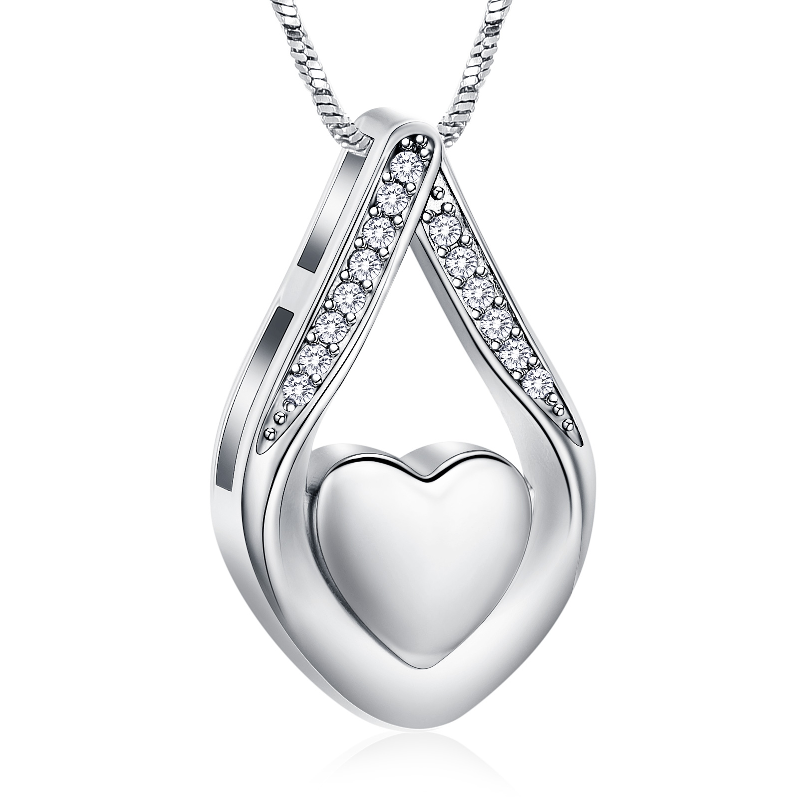 Teardrop Heart Urn Pendant Necklace For Ashes Cremation Women Memorial Jewelry