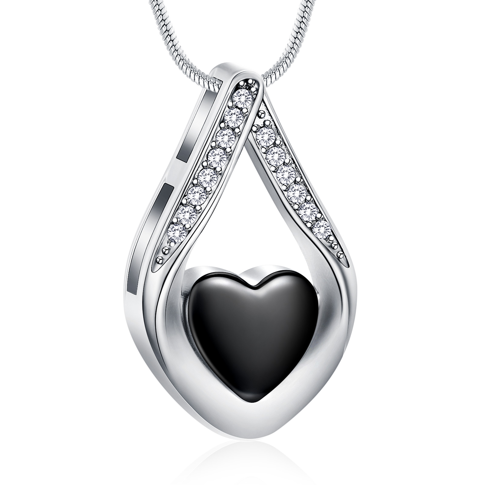 Teardrop Heart Urn Pendant Necklace For Ashes Cremation Women Memorial Jewelry