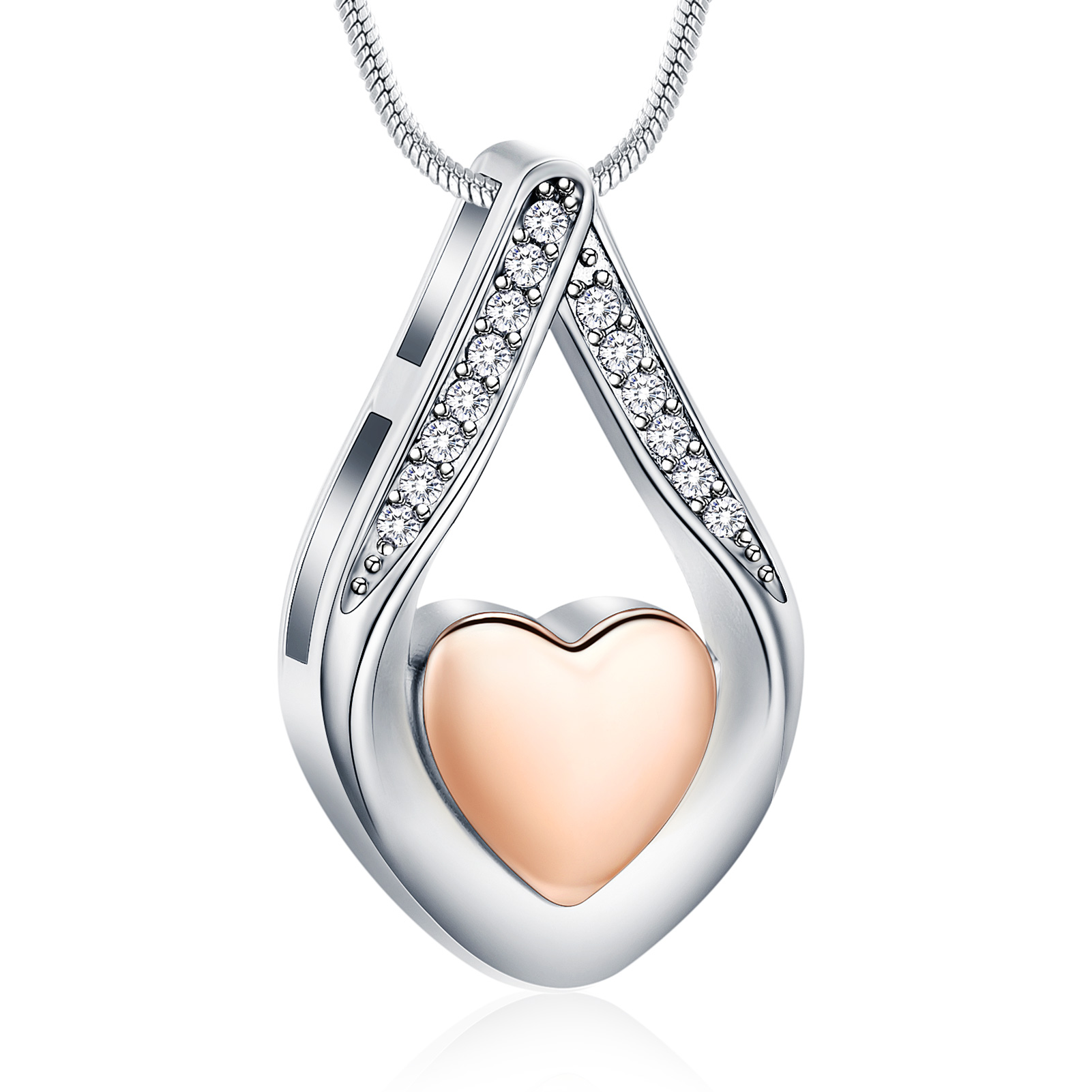 Teardrop Heart Urn Pendant Necklace For Ashes Cremation Women Memorial Jewelry