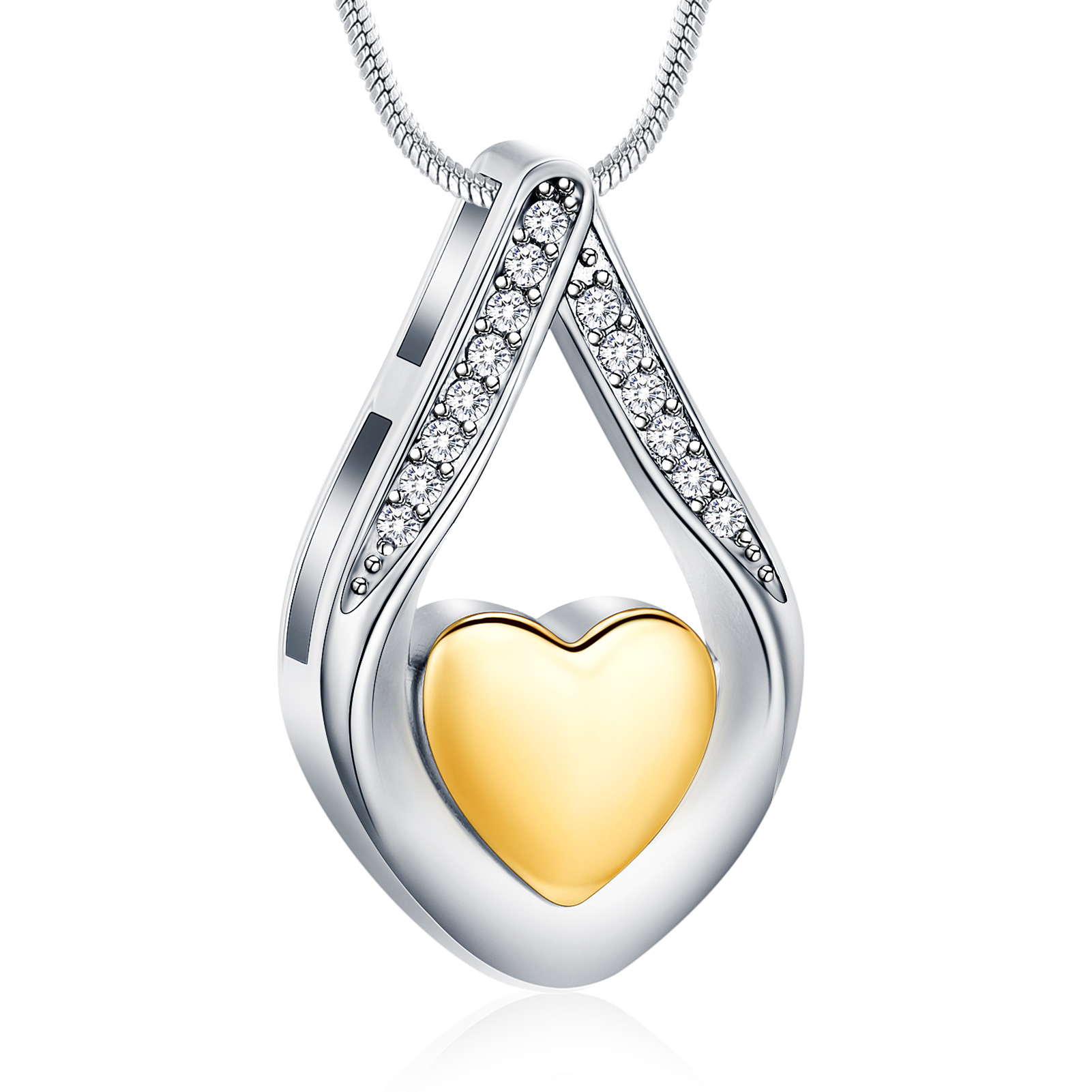 Teardrop Heart Urn Pendant Necklace For Ashes Cremation Women Memorial Jewelry