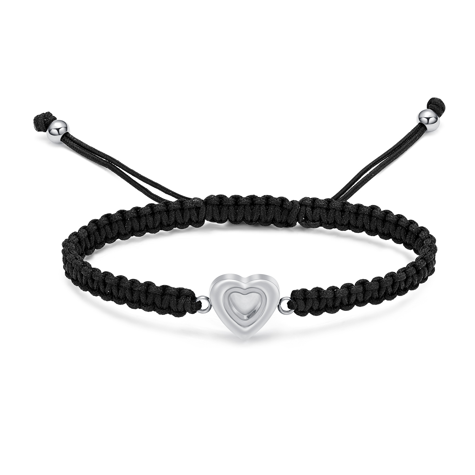 Urn Bracelet for Ashes Glass Heart Cremation Urn Bangle Manmade Braided Jewelry